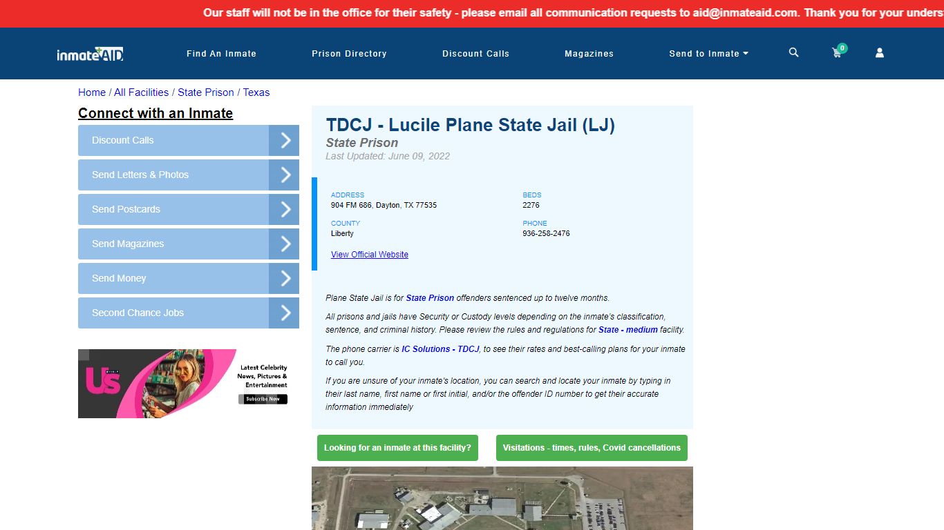 TDCJ - Lucile Plane State Jail (LJ) & Inmate Search ...