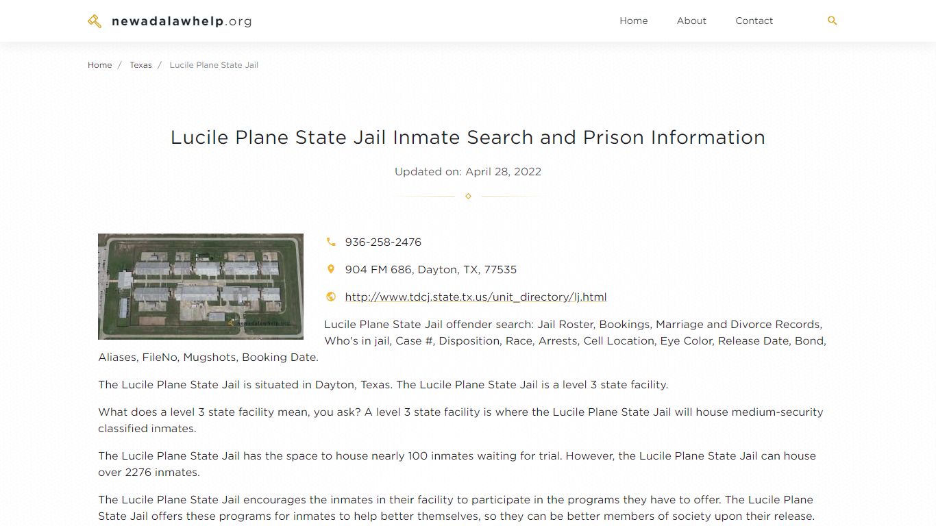 Lucile Plane State Jail Inmate Search, Visitation, Phone ...