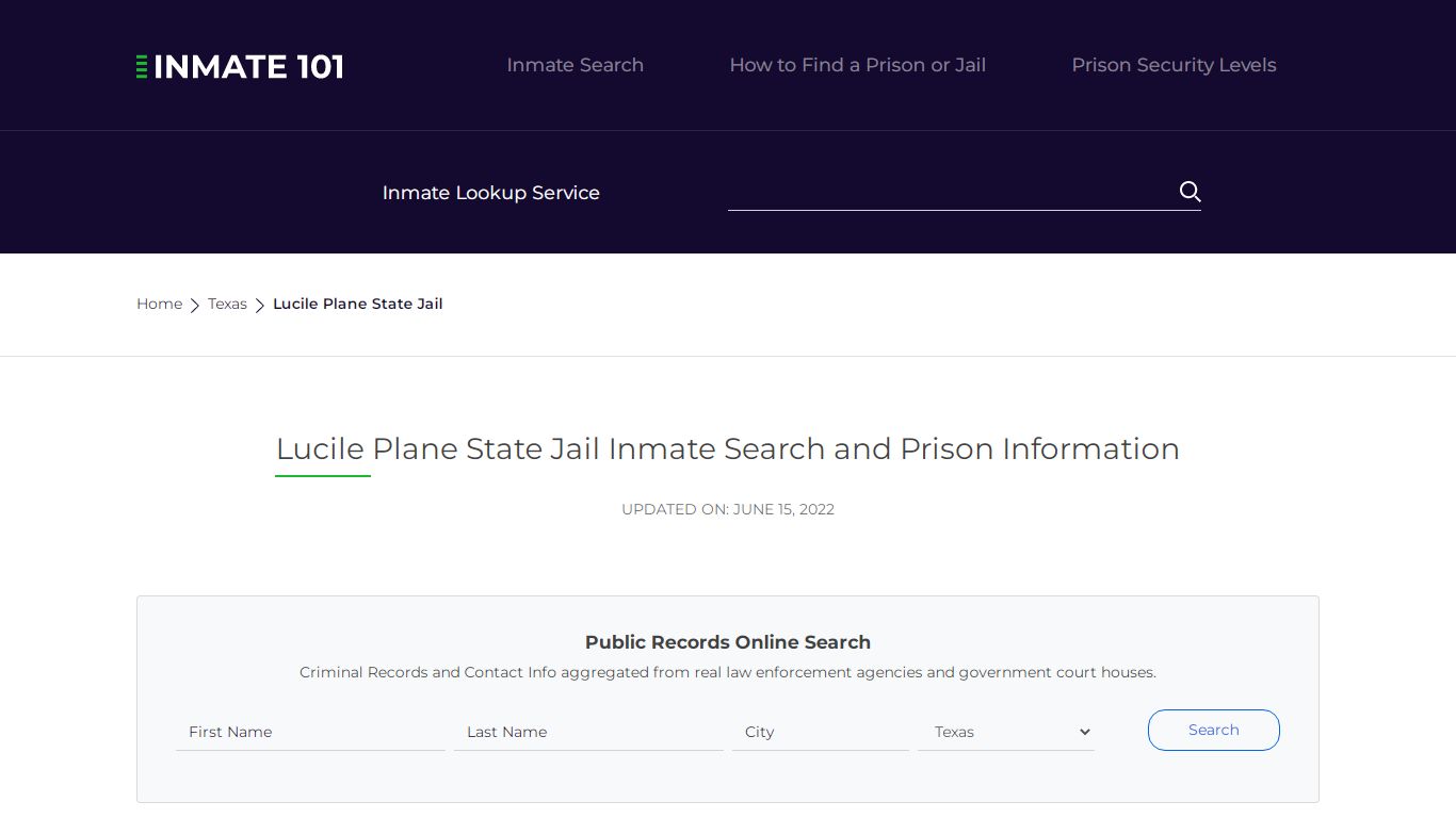 Lucile Plane State Jail Inmate Search, Visitation, Phone ...